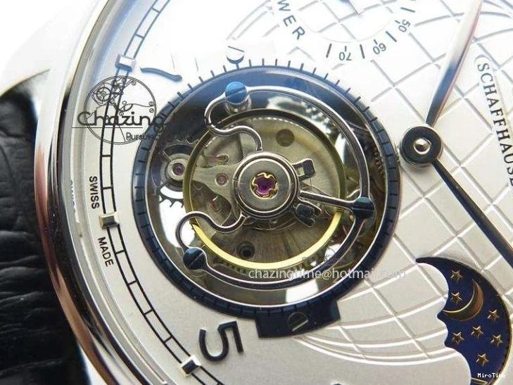 MIROTIME 0309 UrbanStyle Portuguese Tourbillon Power Reserve Moonphase SS White Dial On Black Leather Strap 7318